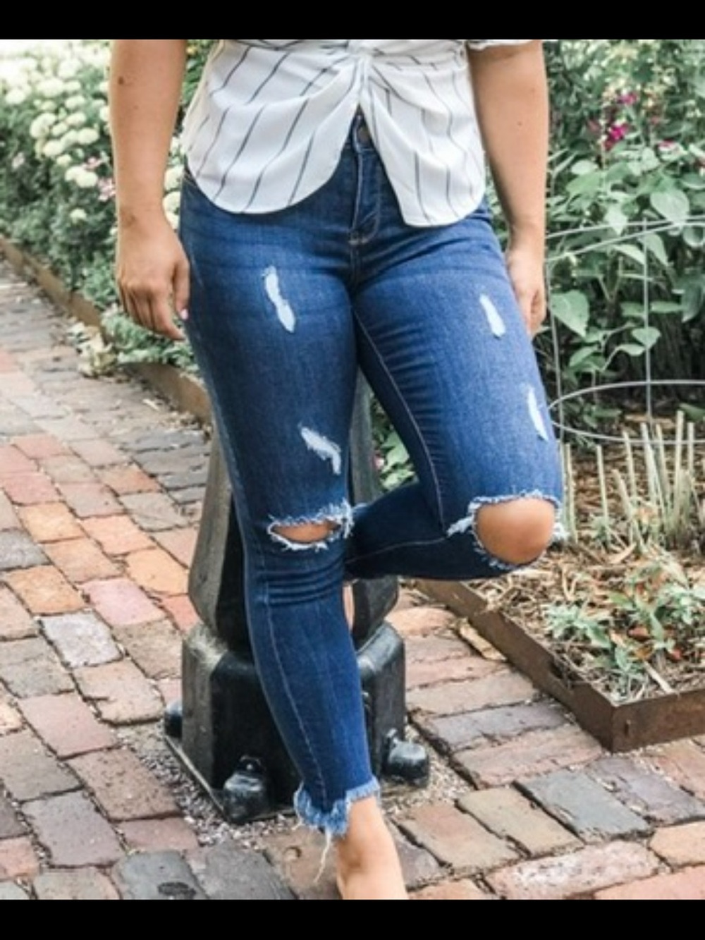 Women’s High-Rise Distressed Ankle Skinny Jeans - Blue